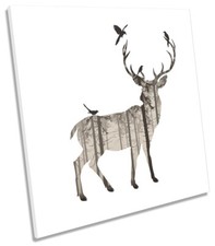 Stag Deer Modern Forest CANVAS WALL ARTWORK Square Art Print
