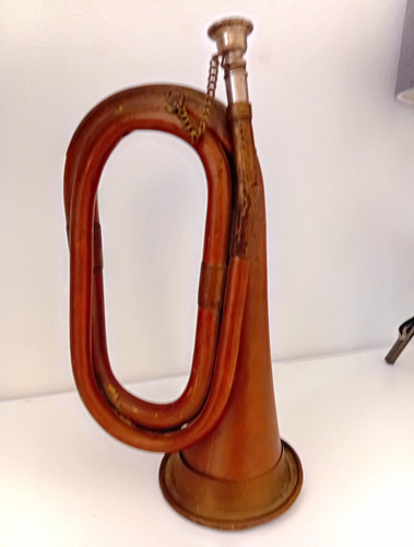 Brass bugle horn with - brass,