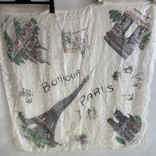 River Island 100% Silk Scarf PARIS - BONJEUR - Chic French Fashion 85cm X 85cm