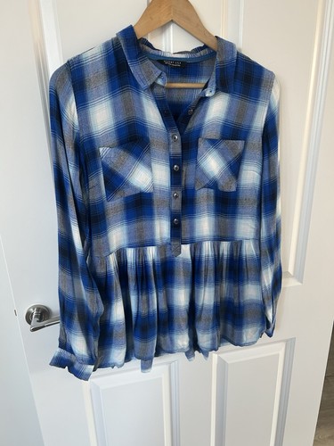 Desert lily blue plaid peplum - lily,
