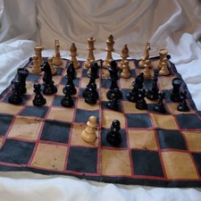 Vintage Chess Set Wooden Box