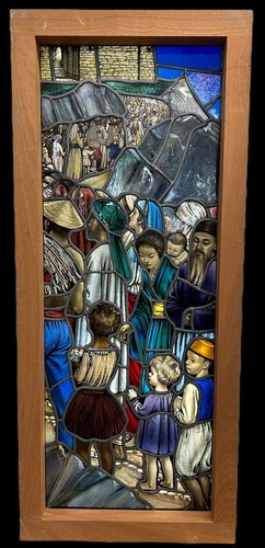 Victorian stained glass hand - glass,