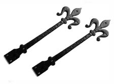 BLACK WROUGHT IRON DOOR DUMMY HINGE FRONT 16"/400MM Fleur De Lys Grand