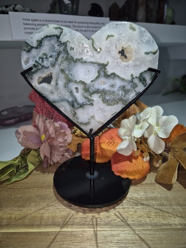 Druzy moss agate heart - druzy,