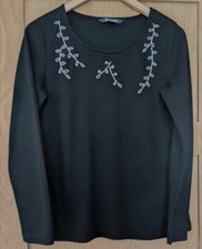 Bonmarche Black silver Long Sleeve Jumper Size 10 New