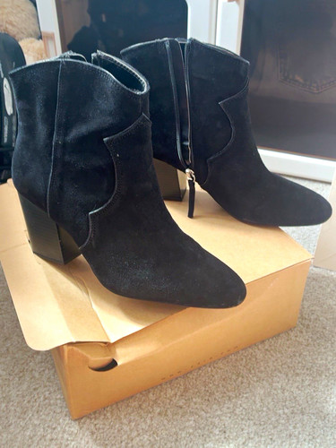Zara black suede ankle bootie - ankle,