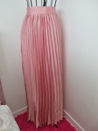 Pink long pleated skirt - long, skirt.