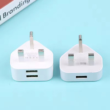 UK Mains 3 Pin Plug Adapter Wall Charger 1/2/3-Port Dual USB For Phones Tablets
