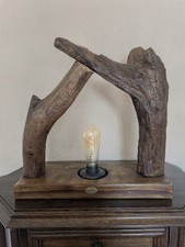 Driftwood Hand Made Electric Lamp, All Upcycled, All Wood Collected Local Beach