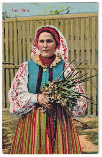 Postcard poland folk costume - postcard,