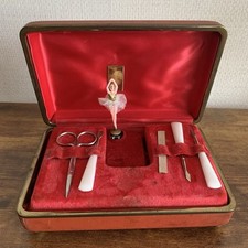 Music Box & Manicure Set Swiss Movement Lador Ballerina Vintage Hard Case