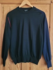 Armand Basi Men's Vintage Black w/ Contrast Sleeve Wool Jumper Sweater - Size: M