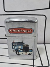 Vintage Champ Gas Lighter With Challenger Truck Picture On Front Tobacco