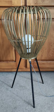 Unusual Large Vintage Retro TJX Gilt Metal Cage style Floor Lamp on Tripod legs
