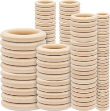 Kurtzy Natural Wooden Rings (100 Pack) - 5 Sizes - 1.5-5.5 cm Outer Diameter