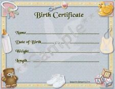 CUTE BLUE BOY BIRTH CERTIFICATE/CERTIFICATES 4 REBORN FAKE BABY approx 7"x 5"