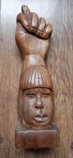 Vintage Figa Fist Hand Carved Wooden Statue