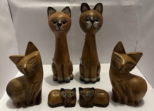 3 PAIRS OF TWIN WOODEN CATS