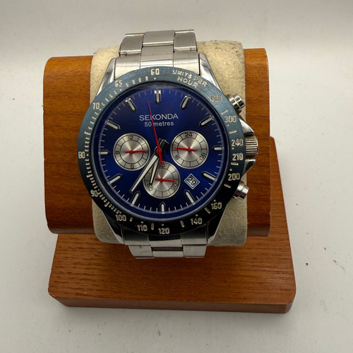 Sekonda blue dial chronograph - dial,