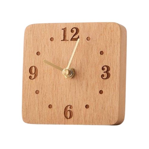 Wooden table clock stand - on,