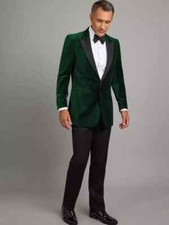 Mens Green Velvet Single Button Tuxedo with Peak Lapel Jacket 40" Trouser 36"