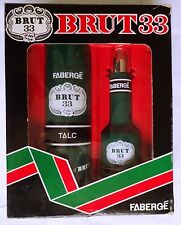 Vintage 1970s?  Faberge Brut 33 Splash On Lotion 100ml & Talc Box Set
