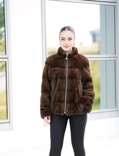 Luxury brown mink fur jacket - mink,