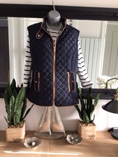 Melya Melody Navy Quilted Body Warmer Gilet with M&S Navy Stripe Top Size 16