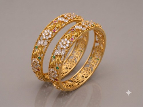 Gold plated bangle - gold,
