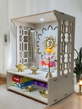 Wooden Pooja Stand for Home Pooja Mandir for Home and Office with LED Spot Light