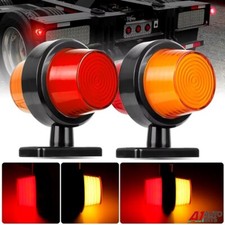 24v Led lollipop Red Amber Side Marker Lights x2 Mirror Fit For Scania Man Daf
