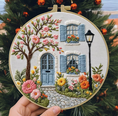Cottage embroidery diy art - diy,
