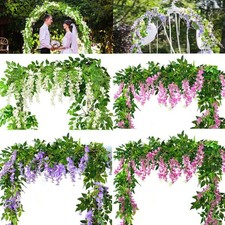2X7FT Artificial Wisteria Vine Garland Fake Flower Garden Wedding Hanging Plants