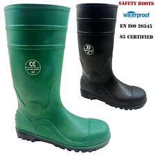 MENS WELLIES SAFETY STEEL TOE CAP WELLINGTONS WORK MUCKER RAIN BOOTS SIZE 6-13 U