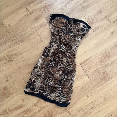 Strapless animal print bodycon - animal,