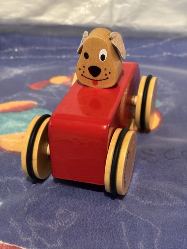 Wooden push along - push, dog