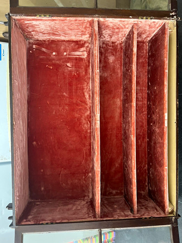 Brown wood glass display - &,