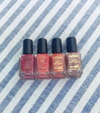 Barry M Cosmetics Velvet Matte Shimmer Nail Paint 4 Set Pink Brown Red Polish