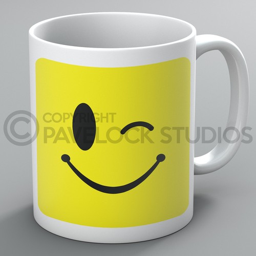 Smiley face mug mugs - mug, wink