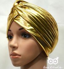 Gold Silver Shimmer Turban Cap Hijab Headband Bandana Wrap Band Plain Hair Chemo