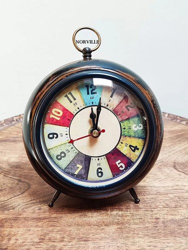 Antique wooden table - , clock