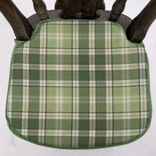 LIGHT GREEN CHECK SMALLER SPINDLE BACK CHAIR SEAT PADS  For Seats 36cms x 34cm