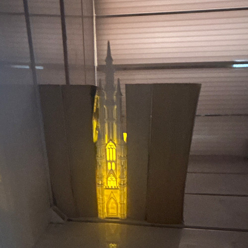 White church spire candle - church,