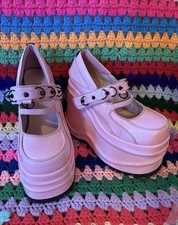 Wave 48- 6" Platform Pink Patent Goth Punk Mary Jane Shoes DEMONIA size 8