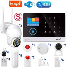 2.4G Wifi / 4G GSM Siren Camera Tuya Smart Home Wireless Alarm Security System