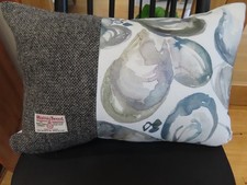 Harris Tweed  & Mussel Shells  - TWO CUSHIONS IN ONE - 20 x 14” - Cushion Cover
