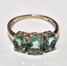 14ct Yellow Gold Ring Emerald Stones Full UK Hallmarked Ring Size N 1/2