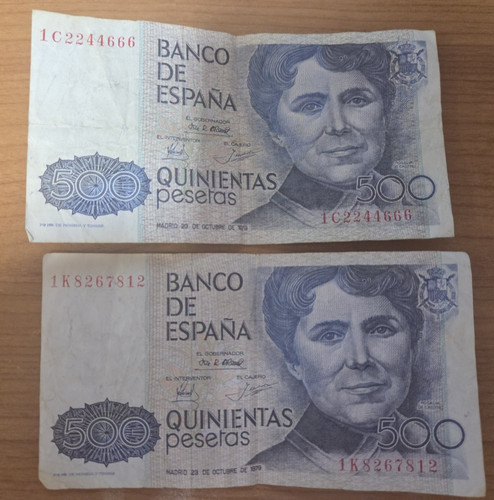 500 spanish peseta notes - 2x,