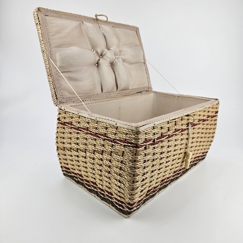 Vintage woven sewing basket - vintage,