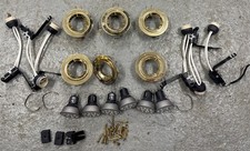 Six 12 volt brass ceiling spotlights, halogen, recessed.